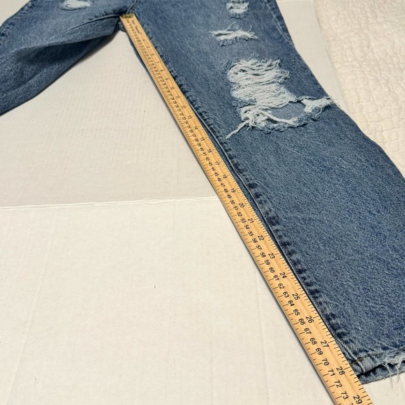 PACSUN Women's Dad Jeans Size 27 Distressed Knees Button Fly Medium Wash - Picture 4 of 7